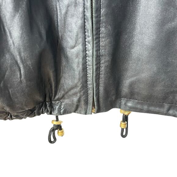 Cayenne Men’s Hooded Soft Leather Bomber Jacket Coat, Black, Street Style, L - Picture 9 of 11